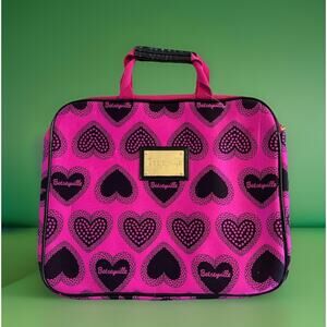 Y2k Betseyville By Betsey Johnson Pink Black Laptop Tote Bag Zippered Hearts